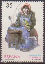 z vendido España 1998 3596 Sello º Navidad Castañera Rafael Seco Timbre Espagne Spain Spagna